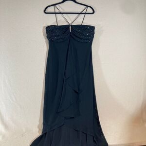 Miss‎ MaMa Dress Sz M Black Vintage Halter Babydoll High/Low Ruffle Whimsical